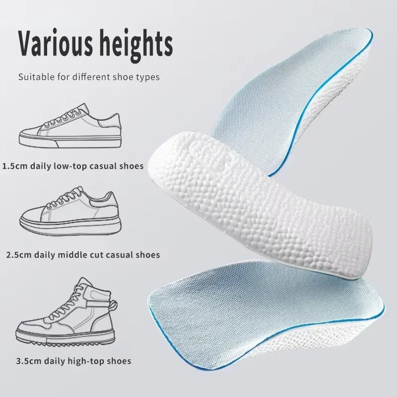 Memory Foam Height Increase Insoles for Men Women Shoes Flat Feet Arch Support Orthopedic Insoles Sneakers Heel Lift Shoe Pads